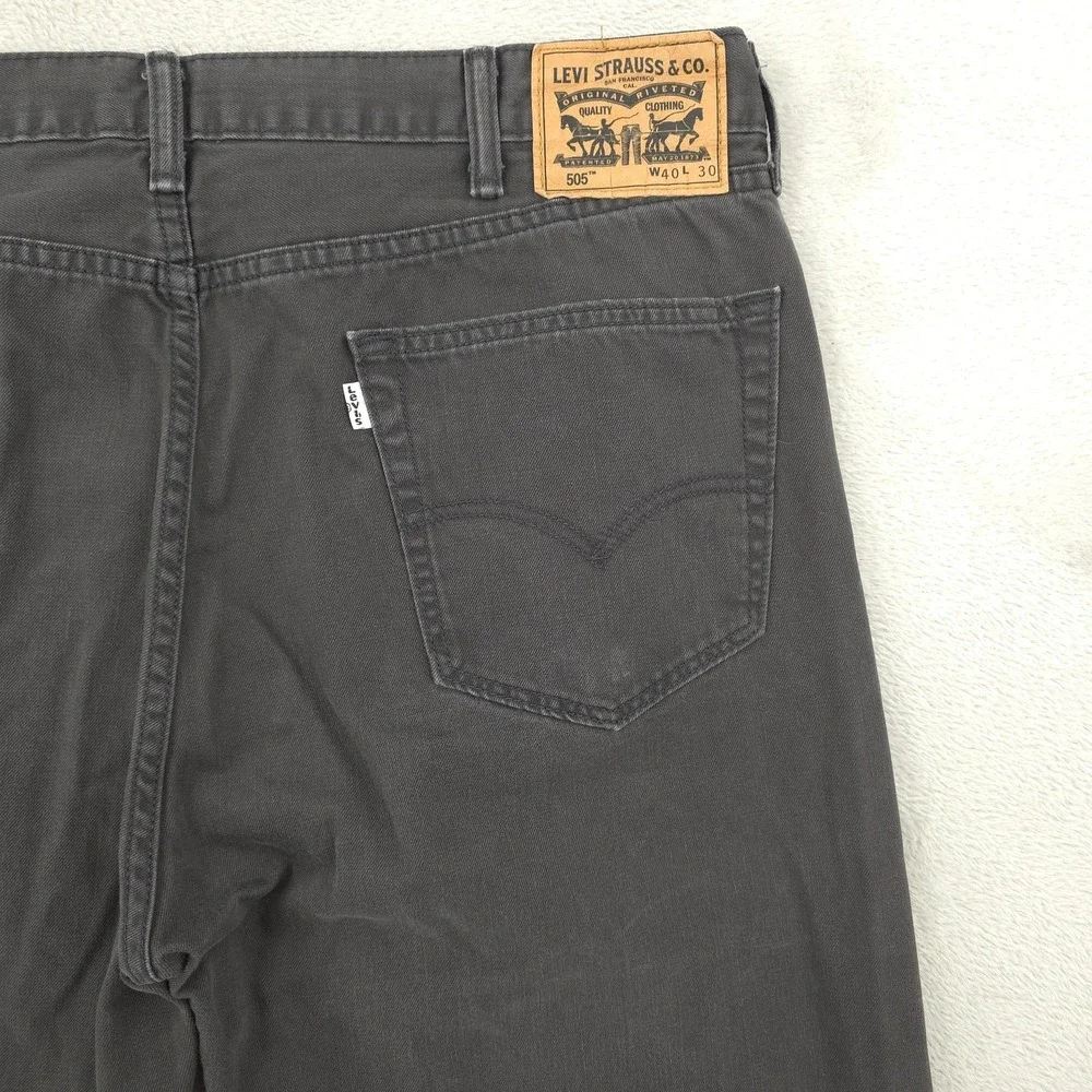 Levis 505 Jeans Mens 40x30 Gray Dark Wash Regular‎ Fit Straight Denim Casual